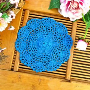 Sjzg-Lot De 2 Sets De Table Brodés - 20 Cm - Vintage - En Coton - Fait À La Main - Pour Décoration De Cuisine Et Salle À Manger - Bleu - Neuf