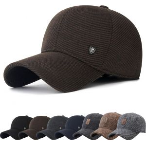 Jexnovashop-Casquette De Baseball D'hiver Hommes Avec Cache Oreilles Pliable &Agrave; Visi&egrave;re En Tweed De Laine Et Laine D'hiver Pour Et Boucle En M&eacute;tal Pour Alpinisme Plein Air Voyager - Neuf