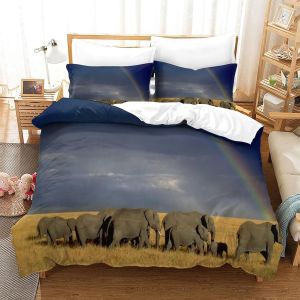 Housse De Couette Motif Imprim&iquest;&iquest; Elephant D ,En Parure De Lit Avec Housse De Couette Et Taies D'oreiller,Fermeture &iquest;&iquest;Clair,Doux Microfibre Hypoallerg&iquest;&iquest;Niquesingle&pound;&iquest;Xcm&pound;&copy; - Neuf