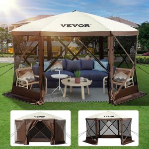 Ulteronixshop-Tente D'abri De Camping Pop-Up, Pare-Soleil &Agrave; 6 C&ocirc;t&eacute;s Avec Fen&ecirc;tres En Maille, Sac De Transport Portable, Piquets De Sol, Grandes Tentes D'ombrage Pour Camping En Plein Air, Pelouse Et - Neuf