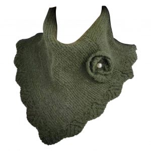 Faux Col, Décoration Florale, Écharpe Tricotée De Couleur Unie, Robe Douce Et Chaude, Accessoire D'hiver-60 Cm Vert Armée - Neuf