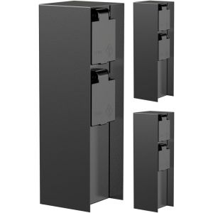 3 Pièces Colonne De Prises De Courant De Jardin Pomi Pour L'Extérieur, Ip44, 2X, Acier Inoxydable, Noir, Carré, 23 Cm - Neuf