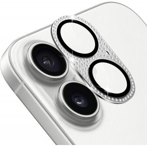 Kal-Caméra Protecteur Compatible Avec Iphone 16/Iphone 16 Plus, Ultra Hd 9h Dureté Anti Rayures Verre Trempé Diamant Caméra Coque Cover Pour Iphone 16/Iphone 16 Plus-Argent - Neuf