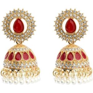 Kal-Boucles D'oreilles Jhumka Indiens Vintage Pour Femme Plaqu&eacute; Or Zirconium Perles Avec Franges Style Boh&egrave;me Ethnique Mariage Cadeau Femme Soir&eacute;e F&ecirc;te Inspiration Bollywood C&eacute;r&eacute;monie Bijou - Neuf