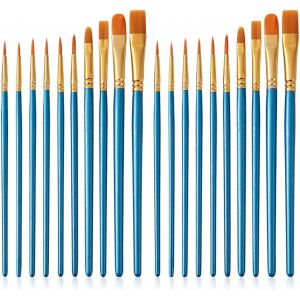 Chenquansarl-Lot De 20 Pinceaux Pour Artistes, Petits Pinceaux Acryliques, Aquarelles Et Gouaches, Différentes Tailles Pour Les Travaux De Détail, La Peinture Du Vi Et L'art Miniature, Pinceau En Nyl - Neuf