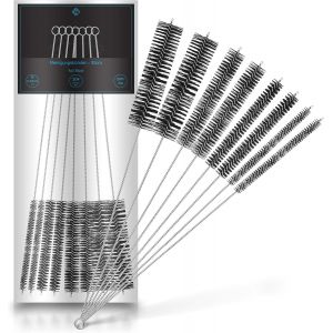 Cmws-® Lot De 8 Brosses De Nettoyage - Diamètre : 6-20 Mm - 30 Cm - Acier Inoxydable/Nylon - Brosse De Nettoyage Pour Tuyau À Lait - Neuf