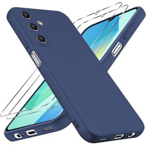 Coque Pour Samsung Galaxy A16 4g/5g, Avec 2 Verres Tremp&eacute;, Housse Etui De Protection En Tpu Silicone Souple, Cover Case Antichoc Anti Rayures Avec Protection &Eacute;cran Pour Samsung A16, Bleu - Neuf