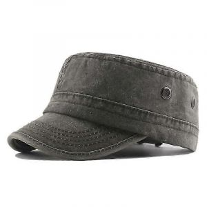 Casquette Militaire Classique En Coton Ajustable Casquette Militaire Casquette &Agrave; Bord Pour Homme (Vert Arm&eacute;e) - Neuf