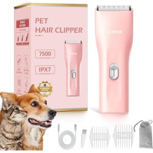 Tondeuse Professionnelle Pour Chiens &Agrave; Poils &Eacute;pais, Kit De Toilettage Sans Fil Pour Chiot Et Chats, Tondeuse Rechargeable Pour Chiens Rasoir Trimmer Pour Chats, Chiots, Chats, Lapins,Rose - Neuf