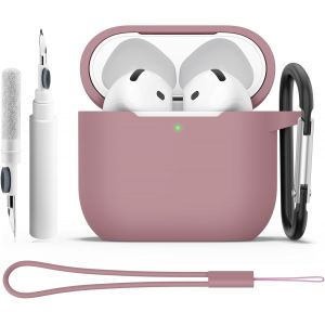KALANKA-Coque &Eacute;tui pour AirPods 4 2024 avec Kit de Nettoyage, Housse de Protection en Silicone Ultra-Fin Antichoc de 2mm, Accessoires 4-in-1 pour Apple AirPods 4&iquest; G&eacute;n&eacute;ration avec Mousqueton et Cordon - Neuf