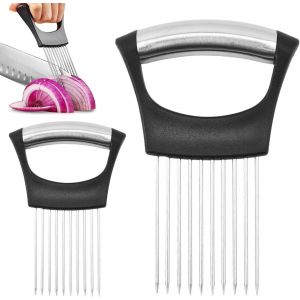 Mevronisshop-2 Pi&egrave;ces Coupe-Oignons En Acier Inoxydable, Porte Tranche Oignons, Fourchette &Agrave; Oignon, Coupe-Oignon En Acier Inoxydable, Aide &Agrave; La D&eacute;coupe Pour Viande, Oignons, Pommes De Terre,Tomates, - Neuf