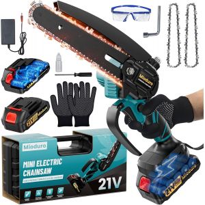 CHECARZHN--NO1-Mini Tronçonneuse À Batterie 6 Pouces, Tronçonneuse Électrique Avec 2 Batteries De 8000 Mah Et 2 Chaînes, Scie Électrique Pour Couper Du Bois Et Tailler Des Branches Dans Le Jardin - Neuf