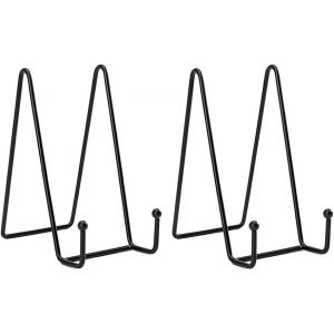 Support Assiette Decorative 2 Pièces Supports De Cadre En Métal 6 Pouces Supports De Plaque Pour Affichage Porte Assiette Presentoir Livre Présentoir Photo Chevalet Livre, Noir - Neuf