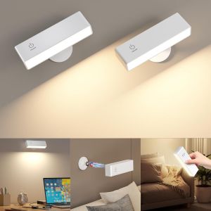 Lot De 2 Applique Murale Int&eacute;rieure,Lampe Murale Touch Led Avec Port De Charge Usb,R&eacute;glage De La Luminosit&eacute; Applique Murale Sans Fil Chambre,360&deg; Lampe Pour Chambre &Agrave; Coucher - Neuf