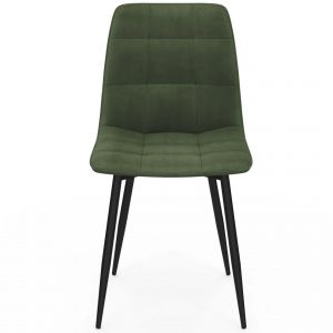 Lot de 6 chaises MILA en velours vert kaki pour salle &agrave; manger - Neuf