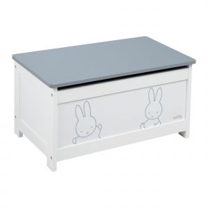 Coffre &Agrave; Jouets Miffy&reg; Pour Enfant - Meuble De Rangement En Bois 2 En 1 - Blanc / Motif Lapin Gris - Roba - Neuf