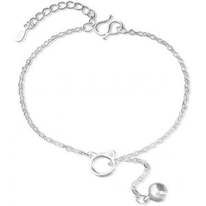 Eryi-Mignon Chat Bracelet Pour Femme - Bracelet Femme Lucky Clover, Argent Sterling 925 Avec Zirconium Bracelet En Couches, Double Bracelet En Chaîne Bracelets Réglable Pour Femmes Cadeau - Neuf
