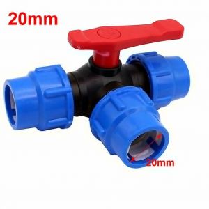 Tuyau PE de haute qualité Vanne à bille à 3 voies Vanne en plastique Vanne à bille 20 Tuyau de raccordement de 50 mm Débit d'eau régulé Installation facile - Neuf