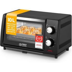 NouvelHorizonstore-Mini-Four 10L 800W - Four avec r&eacute;glage de la temp&eacute;rature jusqu'&agrave; 230&deg;C - Avec minuteur de 60 min, 2 hauteurs d'insertion, plaque et grille - Pour petites cuisines et camping - Neuf