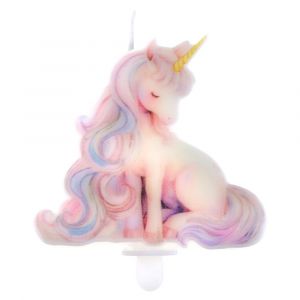 BOUGIE CIRE LICORNE MAGIQUE 7.5X7CM ROSE - Neuf