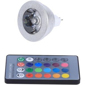 KAL-Ampoule De Lampe À Changement De Couleur De Lumière Led, Mr16 3W Rvb Ampoules Led De Couleur Led 12V-24V Avec Télécommande Pour Scène De Paysage Décoratif - Neuf
