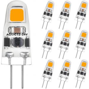Ampoules LED G4 &agrave; Intensit&eacute; Variable Blanc Chaud 3000K, AC/DC 12-24V, 1.2w Remplace Les Ampoules Halog&egrave;nes 12W-15W, 125LM Economie D'&eacute;nergie Mini Ampoules LED, Pas de Scintillement, Lot de 10 - Neuf