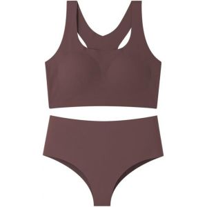 Ensemble Soutien-Gorge De Sport Sans Coutures Et Slip Pour Femme - Sans Armatures - Doux - Profonde V - &Eacute;l&eacute;gant Et Confortable - Soutien-Gorge Rembourr&eacute; - Culotte Respirante - Neuf