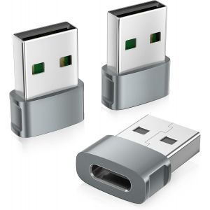 Adaptateur Usb Vers Usb C Pour Iphone 17 16 3pack,Convertisseur Chargeur Voiture Type C Femelle Vers A M&acirc;le Pour Apple Air 16e 15 Pro Max,Iwatch 11,Airpods Pro 3,Samsung S25,Ipad 10 Mini 7 - Neuf