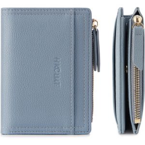 Petit Portefeuille Pour Femme En Cuir Avec Plusieurs Emplacements Pour Cartes Pour Femmes,&Eacute;tui Fin Pour Cartes De Cr&eacute;dit,Portefeuille Compact &Agrave; Deux Plis Avec Fermeture &Eacute;clair,A6-Bleu - Neuf