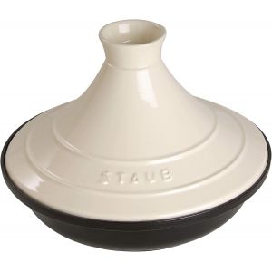 Subzonal-Plat &Agrave; Tajine En Fonte, Couvercle C&eacute;ramique, &Oslash; 20 Cm, Cr&egrave;me - Neuf