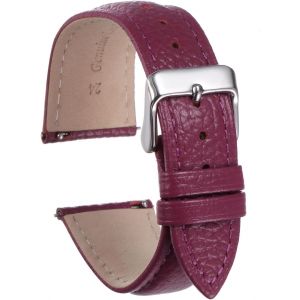 Eryi-Bracelets De Montre En Cuir Véritable 24mm Remplacement Rapide Plat En Cuir De Vache Bracelet De Montre Élégant Pour Femmes Et Hommes Avec Boucle En Acier Inoxydable, Violet-Rouge - Neuf