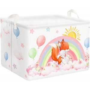 ERYI-36L Grand Paniers Rangement Rose Lapin Renard Arc-En-Ciel Avec Poignée Boîtes De Rangement Repliable Jouets Rectangulaire Pour La Chambre Des Enfants - Neuf