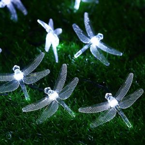 Kal-Guirlande Lumineuse Solaire En Forme De Libellule 5 M 20 Led Pour Décoration De Fête D'anniversaire, Mariage, Noël, Pour Intérieur, Chambre À Coucher, Extérieur, Maison, Jardin, Été, - Neuf