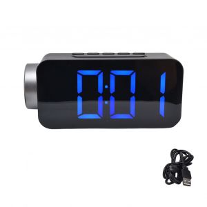 HJLIAN Reveil radio-projecteur silencieux, rechargeable, grand ecran, pour chambre a coucher, projection rouge - Neuf