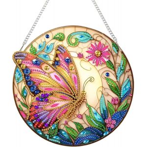 Diamond Painting Pendentif,Diamant Painting Papillon Guirlande,5d Painting Diamant Hanging,Peinture Diamant Suspendus Avec Chaîne Pour Fenêtre Et Porte Décoration - Neuf