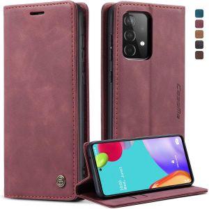Maa-Coque Samsung Galaxy A52 5g/A52s 5g, Housse Antichoc En Cuir Pu Premium Fentes Cartes Etui Pochette De Portefeuille Avec Fonction Support Case À Rabat Pour Galaxy A52/A52s 5g -Vin Rouge - Neuf