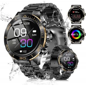 Montre Connectée Avec Appel Bluetooth 5.2, 1.43'' Amoled Montre Sport 107+ Sportifs Fitness Ip68 Étanche Montre Militaire Homme Android Ios Argent - Neuf