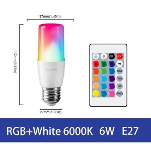 Lugh-T37 E27-Ac100v-240vled Rgb Lampe Projecteur Ampoule E27 E14 Gu10 B22 Ac110 Ac220v Bombillas Led 6w 10w Ir Télécommande Led Intelligente Rgbw Lampe Décor À La Maison - Neuf