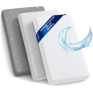 Tzf-Drap Housse Cododo Pour Nacelle Ensemble De 2 Draps Lot De 3 : 90 X 55 Cm Avec Protege Matelas Impermeable - Alese Bebe Compatible Avec Berceaux Landeau Couffin Et Poussette Enfant - Neuf