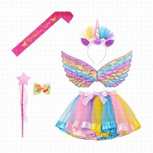 Costume Licorne Enfant Complet Avec Perruque Arc-En-Ciel, Tutu Et Ailes - Costume De Princesse Pour Halloween Ou Anniversaire (3-8 Ans, 0.3 Kg) - Neuf