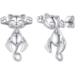 Boucles D'oreilles Femme Argent 925, Clou D'oreille Chat/Chien/Cochon/Koala/Croix, Piercing Oreille Cartilage Pour Femmes Filles - Neuf