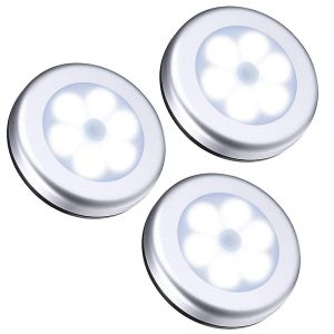 3pcs Sans Fil Pir Lumi&egrave;re Ext&eacute;rieure / Int&eacute;rieure Capteur De S&eacute;curit&eacute; D&eacute;tecteur De Mouvement Automatique Veilleuse, 6 Led Capteur Lumi&egrave;re Lampe Ext&eacute;rieure Pour Escalier / Armoire / Cl - Neuf