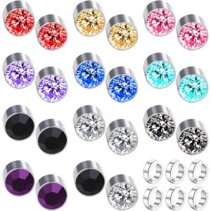 Kal-11 Paires De Boucles D'oreilles Magn&eacute;tiques, 6 Clips D'oreilles, Boucles D'oreilles T&ecirc;te Ronde, Boucles D'oreilles Strass, Boucles D'oreilles Bijoux, Accessoires Femme - Neuf