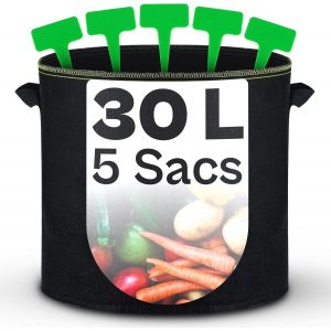 ERYI-Sac De Plantation 30L - 3 Sacs A Plantes Avec Fenêtre Et Étiquettes - Pot Geotextile Pour Plantes, Bulbes, Vegetaux - Neuf