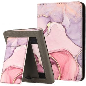 Guop-Pour 6"" Kindle Paperwhite 5/6/7ème Génération 2012,2013,2015,2016 (Modèle:Ey21/Dp75sdi),Housse En Cuir Pu,Intelligent Veille/Réveil Automatique Avec Dragonne&fente De Carte,Pink Marble - Neuf