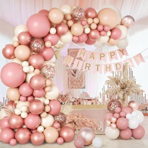 AYUHR-Arche Ballon Vert Or 102 Pièces - Décoration pour Baby Shower, Anniversaire, Baptême, Mariage avec Ballons Blanc, Doré, Vert Sauge et Confettis - Neuf