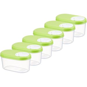 Lot De 6 Boîtes De Conservation Vertes De 0,14 L Avec Couvercle Hermétique,Pour Épices Et Aliments,Boîtes De Conservation Avec Couvercle,Boîte De Rangement Avec Fonction Verseur - Neuf