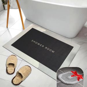 Super tapis de bain antid&eacute;rapant en diatomites premium|60 x 40 cm|Tapis de bain &agrave; s&eacute;chage rapide|Doux et absorbant|Comprend un filtre de douche|Tapis minimaliste gris - Neuf