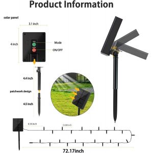 2 Guirlande Lumineuse Solaire Exterieur, 20m 200led Noel Guirlande Lumineuse Ext&eacute;rieur &Eacute;tanche, 8 Modes Led Solaire Ext&eacute;rieur Guirlande Lumineuse D&eacute;coration Pour Jardin No&euml;l F&ecirc;te, Vert - Neuf