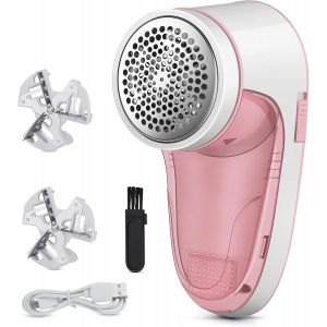 JGD-Rasoir Anti Bouloche,Anti Bouloche Vetement de USB Rechargeable Portable,Machine a Bouloche pour Chandails/V&ecirc;tements/Rideaux/Tapis,2* Lame de Rechange-Rose - Neuf